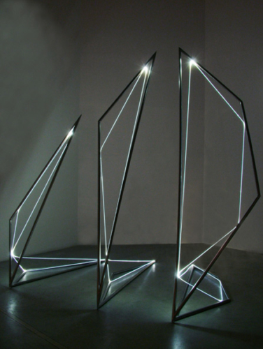 13 CARLO BERNARDINI, Light Line 2004, Stainless steel, optic fibers, feet h 10x7x10; Fioretto Gallery, Padova.