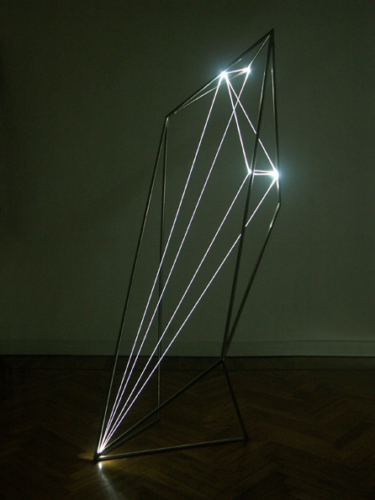 23 CARLO BERNARDINI, The Division of Visual Unity 2002, Stainless steel, optical fibers; feet h 8x3x3.