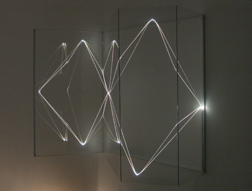 25 CARLO BERNARDINI, Virtual Volums 2001, Optical fibres, plexiglass; feet h 3,5x4,5x1,5.