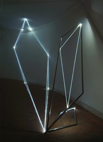 15 CARLO BERNARDINI, Light Catalyst 2005, stainless steel, optic fibers; feet h 11x25x7, Rome, S.Luca Academy.