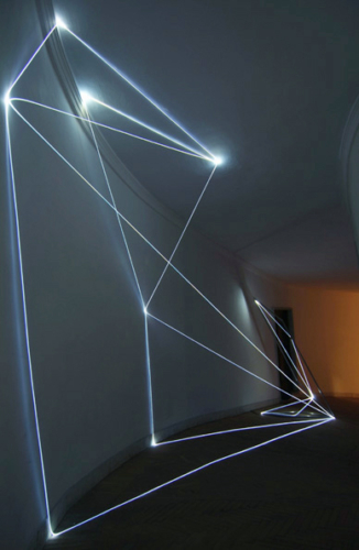 18 CARLO BERNARDINI, Light Catalyst 2005, stainless steel, optic fibers, feet h 11x25x7; Rome, S.Luca Academy.