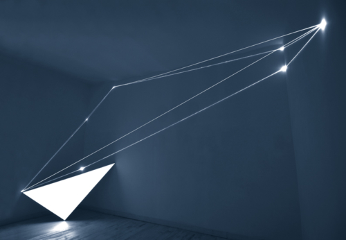 24 CARLO BERNARDINI, Light Catalyst 2005, optic fibers, electroluminescent surface, feet h 11x22x7; Rome, Il Sole Contemporary Art Gallery.