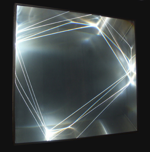 27 CARLO BERNARDINI, Light Catalyst 2006; optic fibers, Olf surface, alluminium, feet h 3,5x3,3x1.