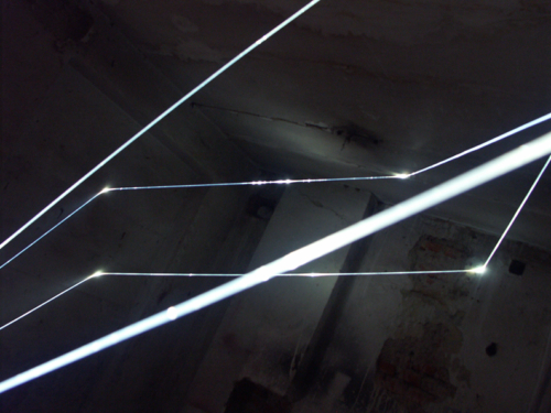 33 CARLO BERNARDINI, PERMEABLE SPACE 2008. Fiber optic installation, feet h 11x11x9; Praga, Alternative Space, TINA B.