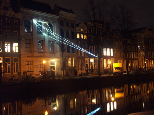 18 Carlo Bernardini, The Light that Generates Space 2010, optic fibers installation, feet h (from ground) 55x55x36; NIMk - Netherlands Media Art Institute, Sonic Acts, The poetics of space, Amsterdam.