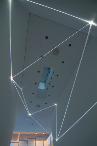 38 Carlo Bernardini, Drawing of the Vacuum 2011, optic fibers installation, feet h (from ground) 27x52x19; Bocconi Art Gallery, Università Bocconi, Milan.