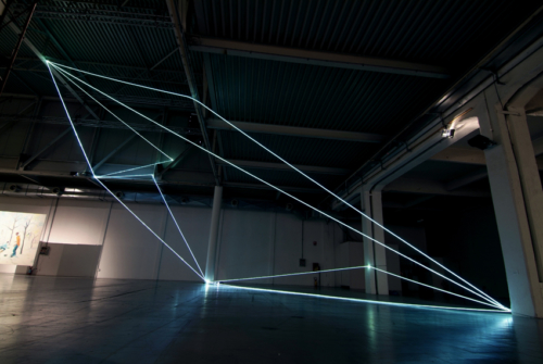 46 Carlo Bernardini, Progressive Code 2010; optic fibers installation, feet h 44x44x66. XXL, Superstudio Più, Milan.