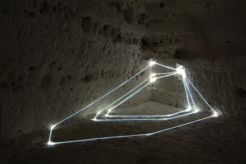 50 Carlo Bernardini, Progressive Code 2010; optic fibers installation, feet h 3,5x14x7; MUSMA, Museo della Scultura, Matera.