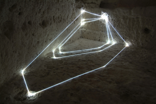 51 Carlo Bernardini, Progressive Code 2010; optic fibers installation, feet h 3,5x14x7. MUSMA, Museo della Scultura, Matera.