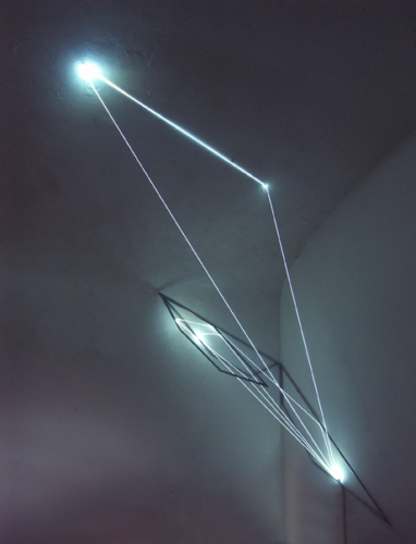 57 Carlo Bernardini, Progressive Code 2010; optic fibers, stainless steele, feet h 7x7x3; Delloro Arte Contemporanea, Rome.