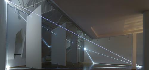 nvisible Dimensions, 2014Optic fibers installation, feet h (from ground) feet h 14,5 x 38 x 29Bratislava, Museum Milan Dobesha.