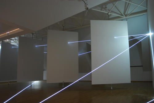 nvisible Dimensions, 2014Optic fibers installation, feet h (from ground) feet h 14,5 x 38 x 29Bratislava, Museum Milan Dobesha.