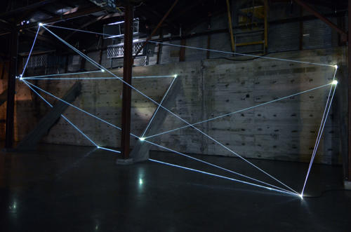 Light Trasformation, 2015Optic fibers installation, mt h 6 x 21  x 5.Illumination, Austin (TX).