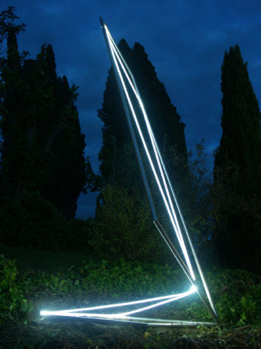 40 CARLO BERNARDINI, Permeable Space 2003, Stainless steel, optical fibers; feet h 13x7x5.