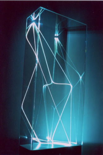 43 CARLO BERNARDINI, The Division of Visual Unity 2001 Optical fibers, plexiglass, feet h 3,5x1,8x1,Targetti, Art Light Collection, White Sculpture.