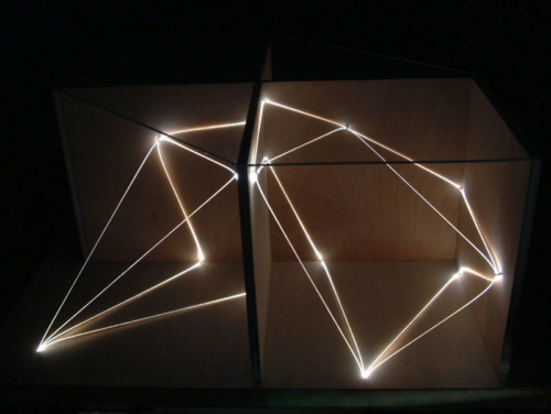 48 CARLO BERNARDINI, Architettural Space 2002, optic fibers, wood, feet h 2x3x2; Sculpture Space, Utica, New York.