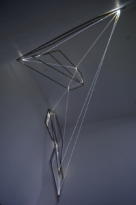 43 Carlo Bernardini Light Tension, 2013 Acciaio inox, fibra ottica, cm h 250 x 230 x 220. Milano, Temporary Museum for New Design, SuperstudioPiù, Salone del Mobile